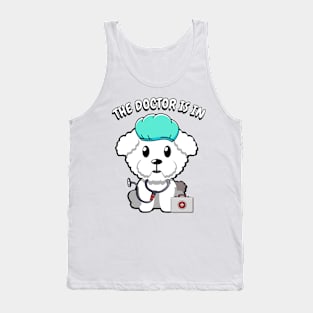 Cute fluffy dog is a doctor Tank Top